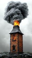 Dramatic fire effects Smoke rising from a chimney