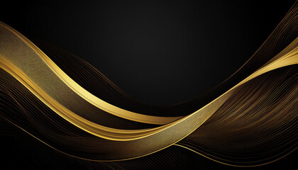 Luxury gold wave illustration background on black background. Premium design for wallpaper