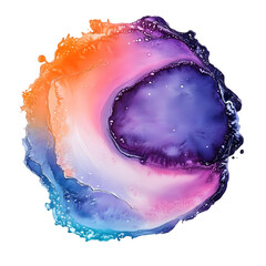 Poster - Vibrant alcohol ink artwork displaying fluid, blending colors with transparent background, ideal for graphic design and creative digital compositions