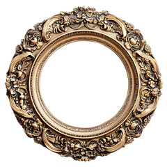 Poster - Ornate golden baroque picture frame displaying elaborate carved details, casting delicate shadows against transparent background