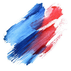 Aufkleber - Paint smears in red and blue intersecting, forming dynamic abstract pattern against transparent backdrop
