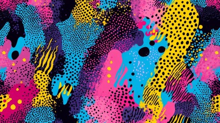 Poster - vibrant pop art style abstract background featuring colorful spotty patterns with dynamic memphis te