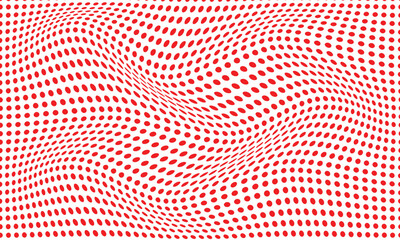 Poster - abstract red dot grid wave pattern design.