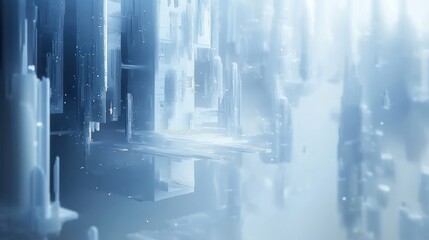 Aufkleber - A futuristic cityscape with towering structures and ethereal lighting.