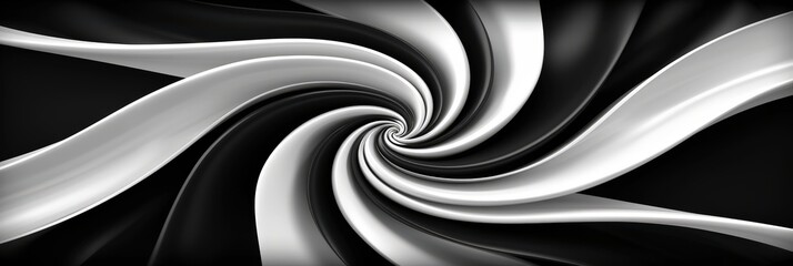 Aufkleber - Swirling black and white stripes converge in a spiral pattern, creating a striking and dynamic abstract design that evokes depth and movement