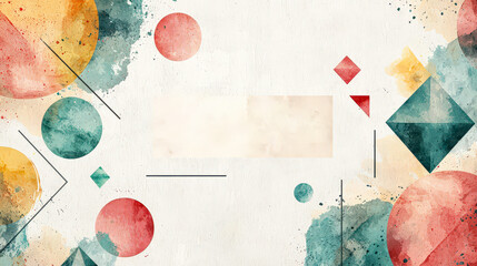 Aufkleber - This artwork features an array of colorful geometric shapes and watercolor textures, creating a vibrant, artistic backdrop for various creative projects