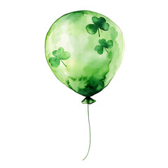 Wall Mural - green watercolor balloon featuring shamrock designs, perfect for St. Patrick Day celebrations. This festive decoration adds cheerful touch to any event