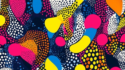 Poster - vibrant pop art style abstract background featuring colorful spotty patterns with dynamic memphis te