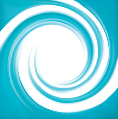 Wall Mural - Vibrant teal soft helix rotary vertigo curvy twister moving spray bend eddy surface. Volute graphic light torsed gyration flow cool ice. Shiny pure bright turquoise color curly center space for text