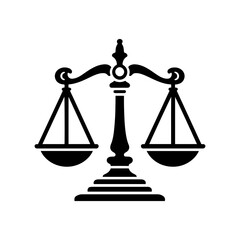 Justice scale flat silhouette vector icon illustration design on white background.