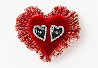 AI-Generated Red Velvet Heart with Glittering Rhinestone Accents