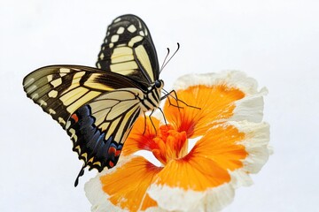 Poster - A colorful butterfly perched on a bright flower