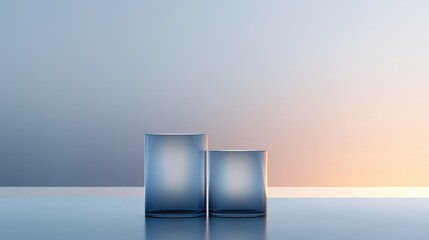 Poster - Two tall, clear glass vases sit on a table