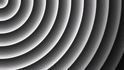 Wall Mural - 3d black and white circles line animation pattern background