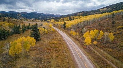 Poster - mountain road in autumn