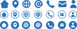 © zxr design - Contact us icon vector. business card contact information icon for computer and mobile. Web buttons. Website contact icons vector. phone, address, customer service, call, web design