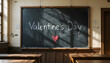 © A P Shan - 'Photograph of an old classroom blackboard with 'Happy Valentine's Day' written in chalk, accompanied by a red chalk heart. Warm sunlight streams through the window, adding a nostalgic and romantic'