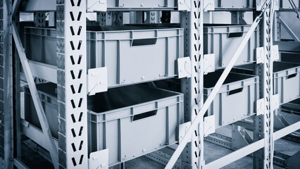 Fototapete - containers on the modern warehouse for piece small storage of goods