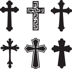 A set of vector silhouette image of unique Christian Cross