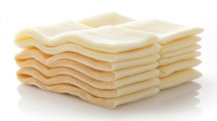 Wall Mural - A stack of soft, yellow cleaning cloths arranged neatly.