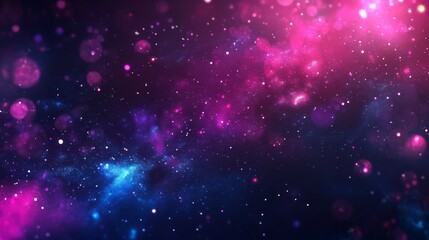 Wall Mural - A vibrant cosmic background featuring stars and nebulae in shades of pink and blue.