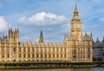 Wall Mural - Houses of parliament and Big Ben tower with Thames river, London, UK