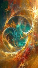 Wall Mural - Exploration of Cosmic Energies in Vibrant Hues Revealing the Symphony of the Universe