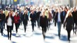 © Aris Suwanmalee - Blurred crowd walking on a busy city street.