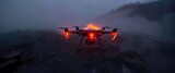 A drone capturing thermal images of a disaster zone for rescue operations