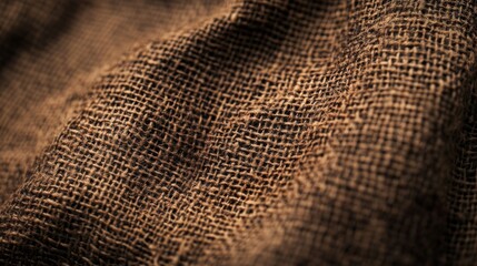 Brown Burlap Fabric Texture Close Up