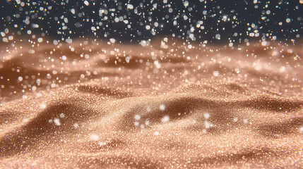 Wall Mural - Abstract elegant, detailed mocha colored, pastel brown glitter particles flow with shallow depth of field underwater. Holiday magic shimmering luxury background. Year color concept 2025