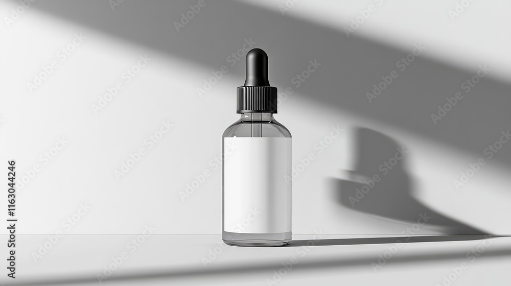 Glass Dropper Bottle Mockup With Blank Label For Essential Oils And