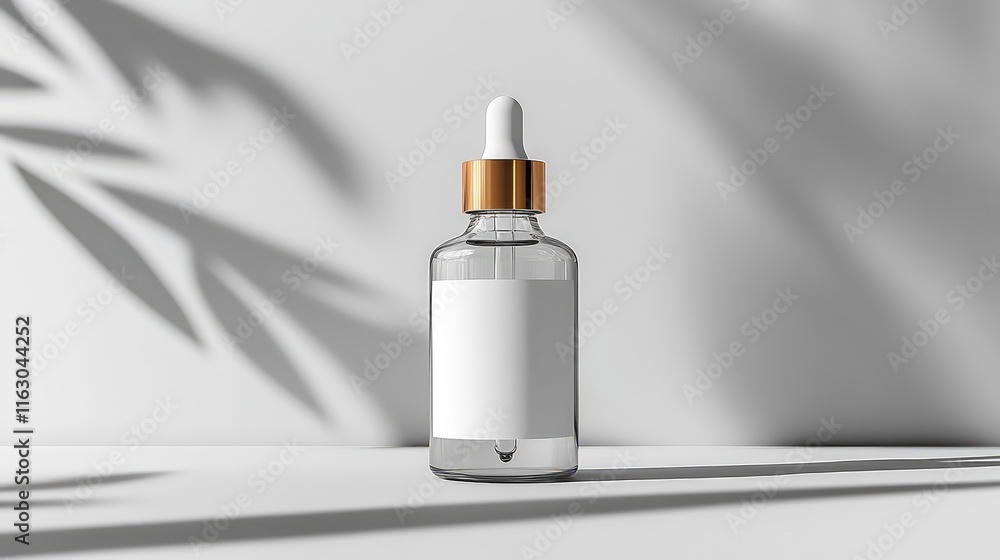 Glass Dropper Bottle Mockup With Blank Label For Essential Oils And