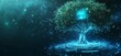 © DZMITRY - A cutting-edge digital environment highlighting a tree with a technology interface.