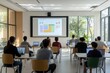 © Daria - Vibrant modern classroom featuring interactive whiteboard and diverse students engaged in learning