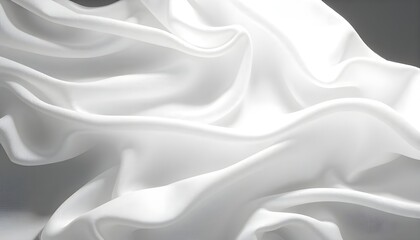 Fototapete - illustration of bright white fabric material in wavy layers, creating an abstract background with dark shadows