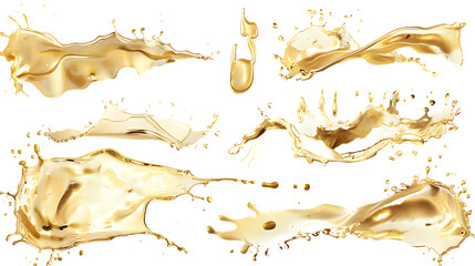 Sticker - Set of golden oil splashes, isolated on white background 