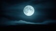 © Vadym - Full moon glows ominously in dark Halloween night sky. Cloudy sky casts eerie shadows over mysterious landscape. Moonlit night ambience. Ominous glow creates spooky atmosphere. Magical, mysterious