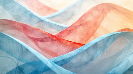 Wall Mural - Abstract waves of translucent fabric in soft colors creating a fluid, artistic composition.