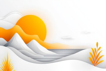 Aufkleber - A minimalist flat design of Ipanema Beach outline, with its iconic mountains and ocean in simple, clean lines