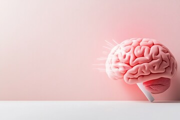 Aufkleber - A simple flat design of a glowing brain emitting bright lines of intelligence on a clean white background