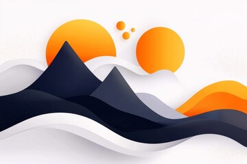 Aufkleber - A minimalist flat design of Ipanema Beach outline, with its iconic mountains and ocean in simple, clean lines