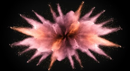 dynamic burst of vibrant powder exploding symmetrically on black background