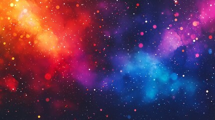 Wall Mural - Vibrant and colorful abstract background with stars, galaxies, nebulae, and bokeh lights in shades of blue, purple, red, and orange