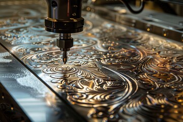Aufkleber - Precision machining process in a modern manufacturing facility showcasing intricate metalwork and advanced tools in action