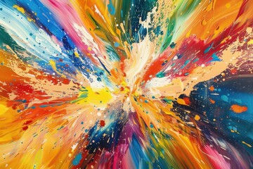 Leinwandbilder - Vibrant abstract painting showcasing explosive colors and dynamic patterns in a swirling cosmic theme