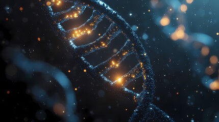 Wall Mural - The DNA structure on a dark background, representing genetic research and biology