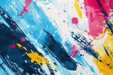 Fototapete - Vibrant abstract art showcasing splashes of color on a textured white background in a modern setting