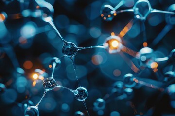 Poster - Exploring the intricate connections of neurons in a vibrant neural network under glowing lights