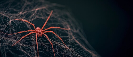 Red Spider in Web  Halloween  Nature Macro Photography  Creepy Crawly  Insect  Arachnid